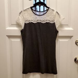 Beautiful Gray White Lace Top